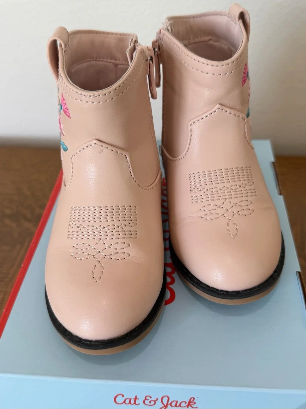 Cat and Jack Kids Pink Floral Embroidered Western Boots